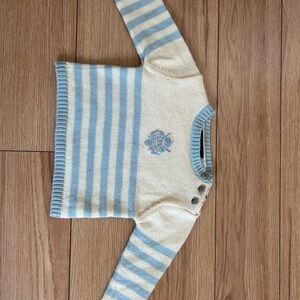 Burberry Cream and Light Blue Striped Baby Sweater